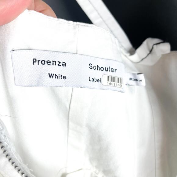 Proenza Schouler‎ Front Zip Midi Dress White Linen Blend Sleeveless Buttons Sz 4 - Picture 10 of 15